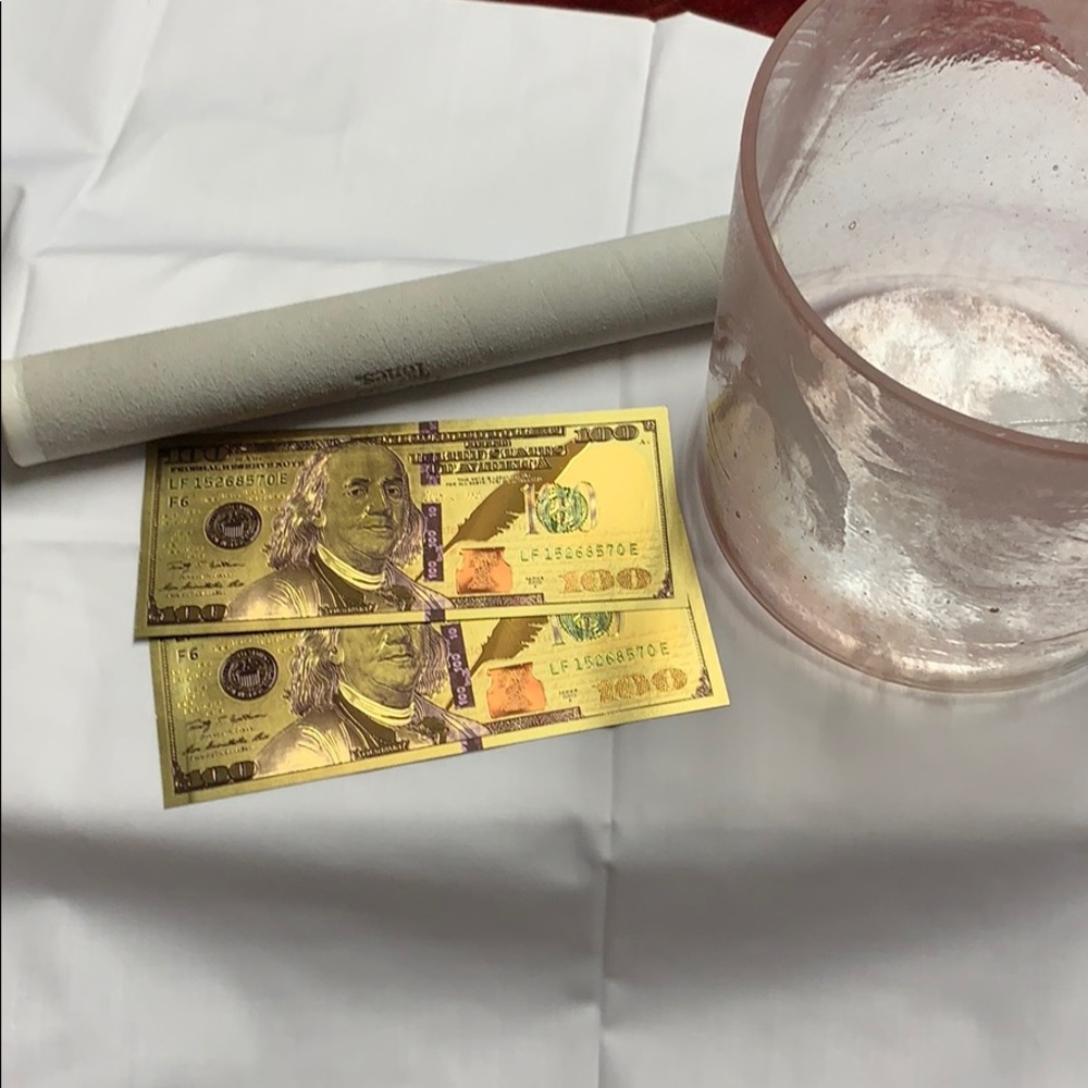 2 Gold 100 dollar bills for prosperity